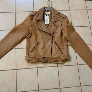 Myra Bag Womens Tan Embroidered Genuine Leather Jacket Sz S NWT!￼